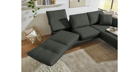 ECKSOFA  in Flachgewebe Grün Armteilverstellung, Relaxfunktion, Drehsitzfunktion  255-365/175-224 cm  - Schwarz/Grün, Design, Textil/Metall (255-365/175-224cm) - Dieter Knoll