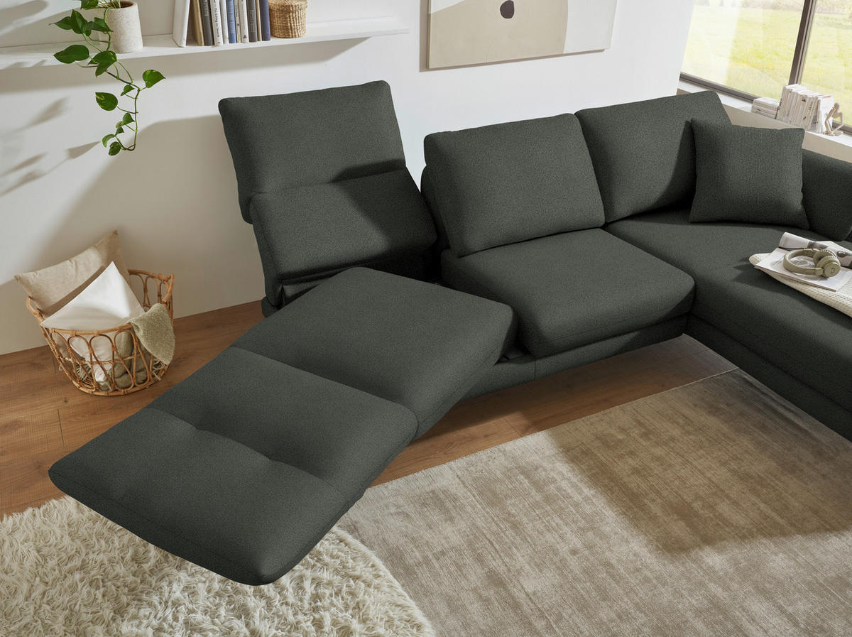 ECKSOFA  in Flachgewebe Grün  255-365/175-224 cm  - Schwarz/Grün, Design, Textil/Metall (255-365/175-224cm) - Dieter Knoll