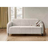 3-SITZER-SOFA in Bouclé Weiss  - Weiss/Schwarz, Modern, Textil/Metall (180/76/90cm) - Livetastic
