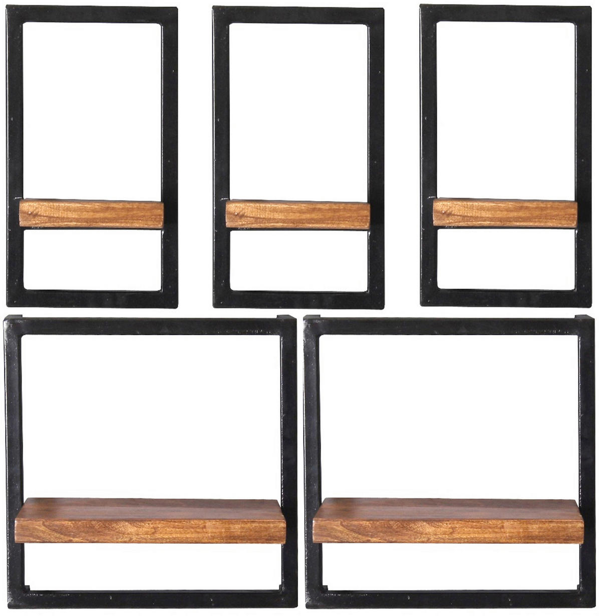 WANDREGAL 35/35/25 cm  - Schwarz/Naturfarben, Design, Holz/Metall (35/35/25cm) - MID.YOU