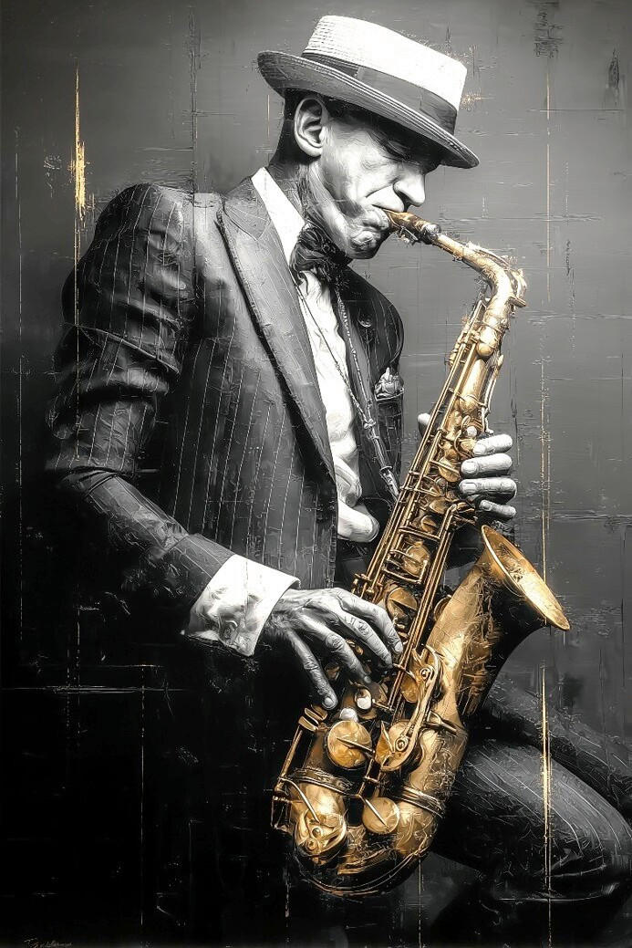 Euroart Aluminiumbild Golden Saxophone II Mehrfarbig 120x80x2 cm