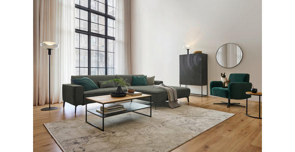 ECKSOFA  in Flachgewebe Dunkelgrün  285/190 cm  - Dunkelgrün/Schwarz, Design, Textil/Metall (285/190cm) - Johann Jakob