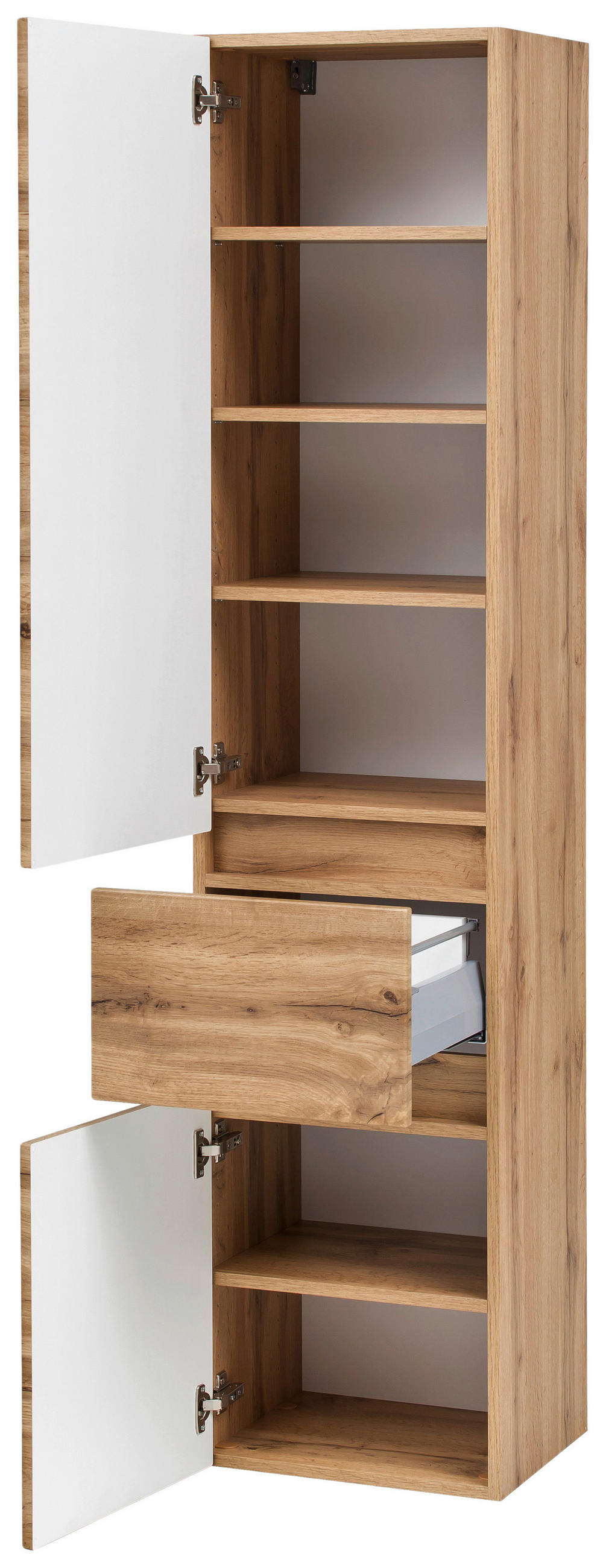 HOCHSCHRANK 40/180/35 cm  - Eichefarben/Silberfarben, KONVENTIONELL, Holzwerkstoff/Kunststoff (40/180/35cm) - Held