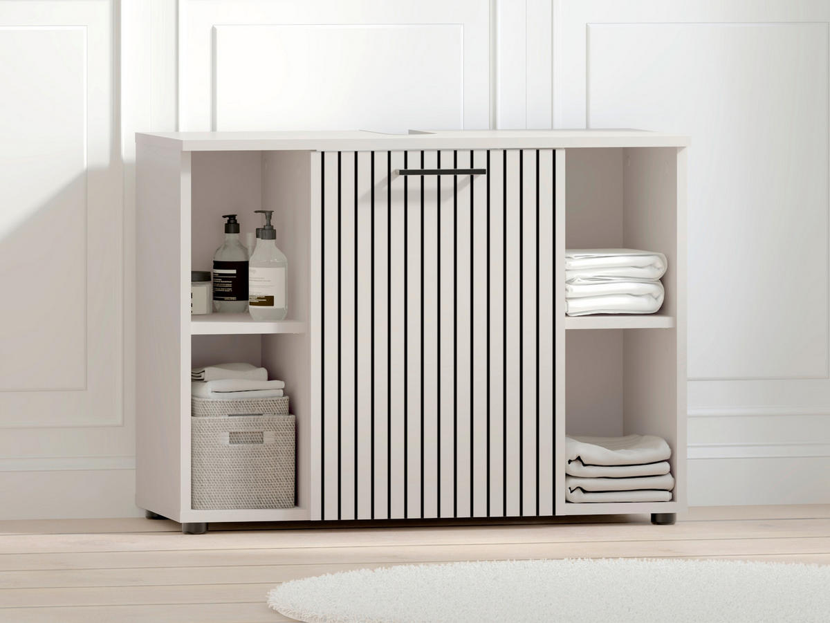 WASCHBECKENUNTERSCHRANK 80/62/35 cm  - Kaschmir/Schwarz, Trend, Holzwerkstoff/Metall (80/62/35cm) - Respekta