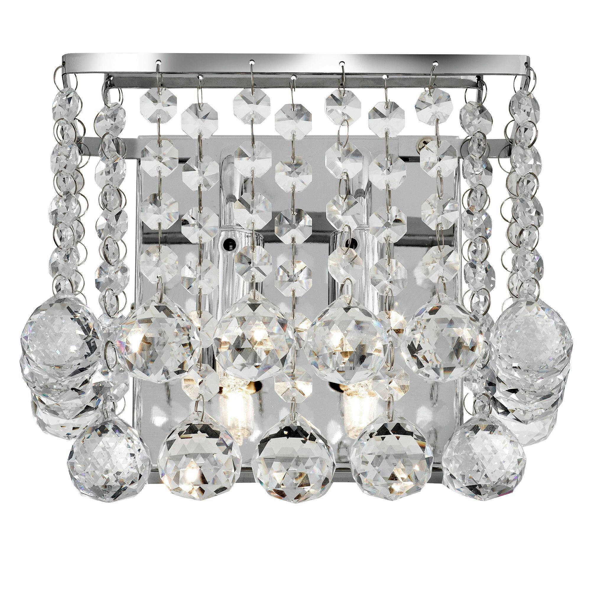 KRISTALL-WANDLEUCHTE Hanna 20/18/20 cm   - Klar/Chromfarben, Design, Glas/Metall (20/18/20cm) - Searchlight