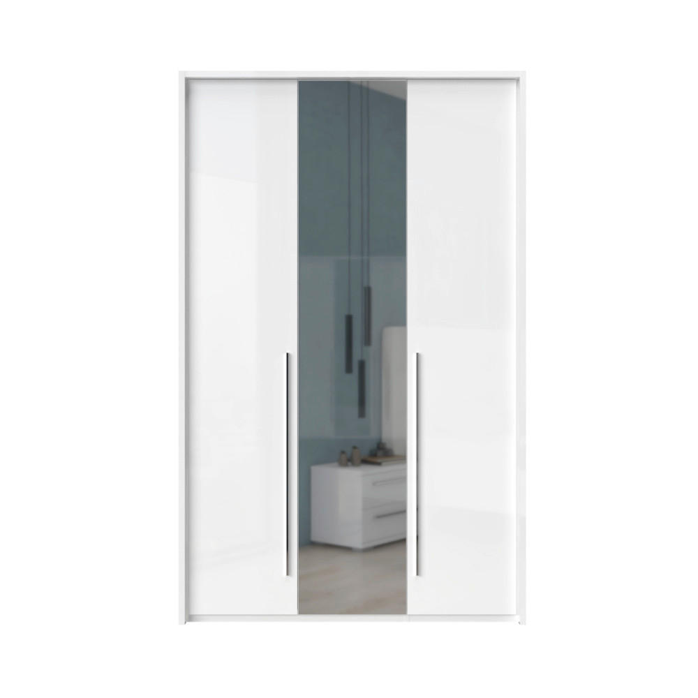 ORMAR SA KLASIČNIM VRATIMA bela, bela visoki sjaj  142/226/60 cm  - bela visoki sjaj/bela, Dizajnerski, metal/pločasti materijal (142/226/60cm)