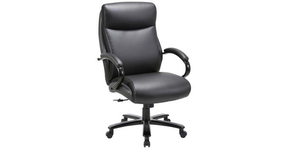 CHEFSESSEL Lederlook Schwarz - Schwarz, KONVENTIONELL, Kunststoff/Textil (72/113-121/72cm) - Cantus