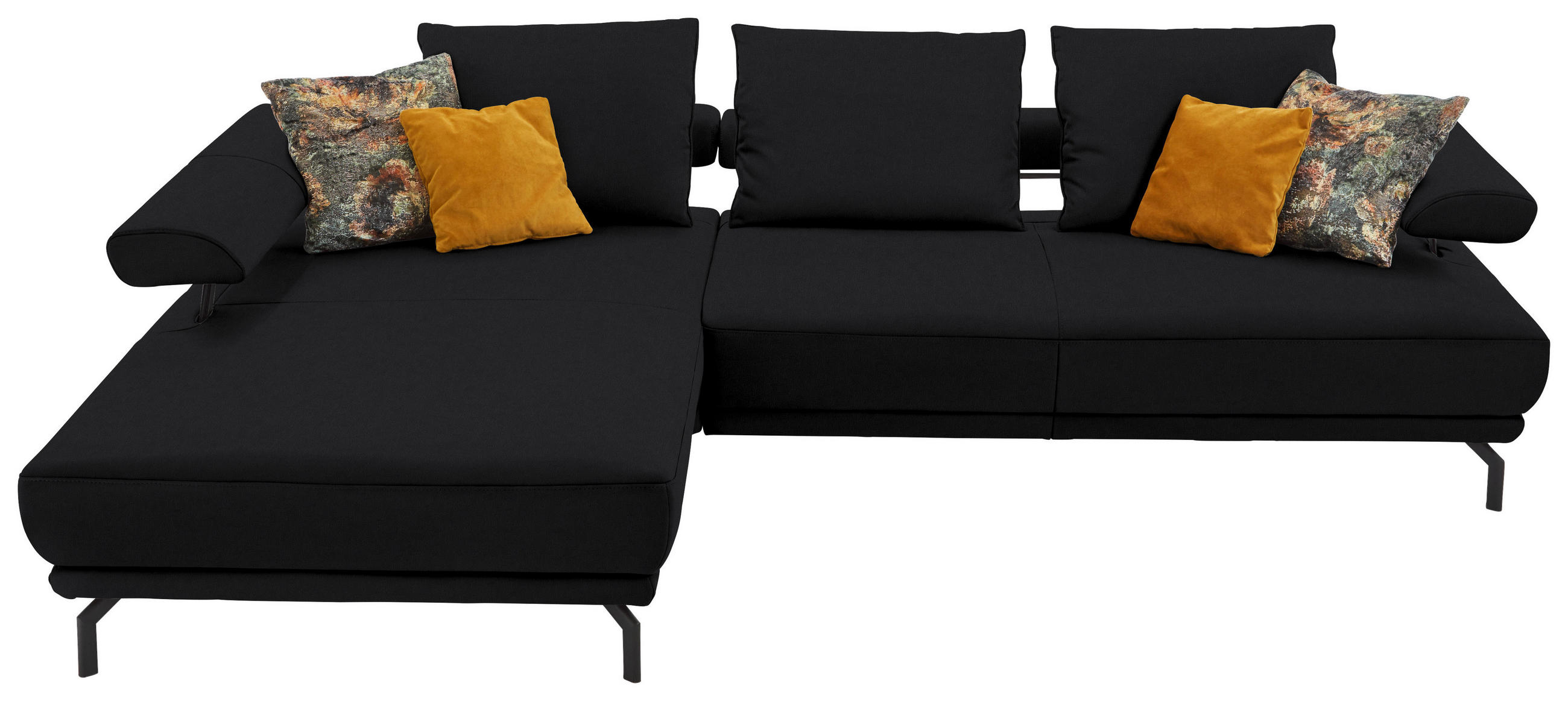 ECKSOFA in Echtleder Schwarz  224/305 cm  - Schwarz, Design, Leder/Metall (224/305cm) - Dieter Knoll