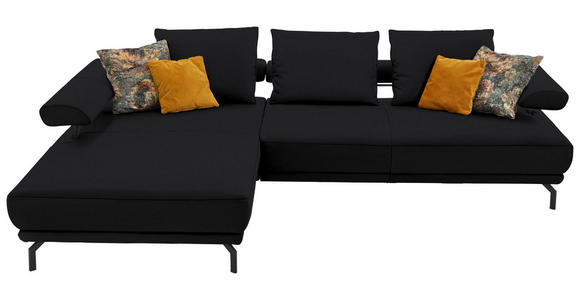 ECKSOFA in Echtleder Schwarz  - Schwarz, Design, Leder/Metall (224/305cm) - Dieter Knoll