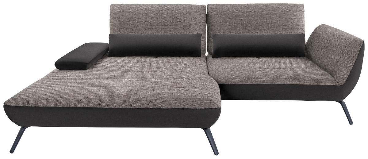 ECKSOFA in Webstoff Graubraun  191/273 cm  - Graubraun/Schwarz, KONVENTIONELL, Textil/Metall (191/273cm) - Carryhome