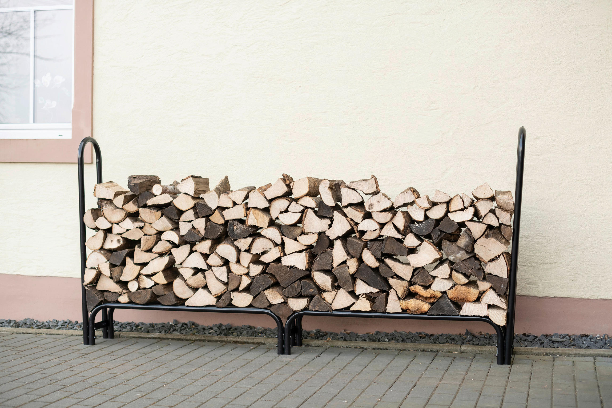 KAMINHOLZREGAL 25/118/244 cm  Metall  - Schwarz, Basics, Metall (25/118/244cm) - Ambia Garden