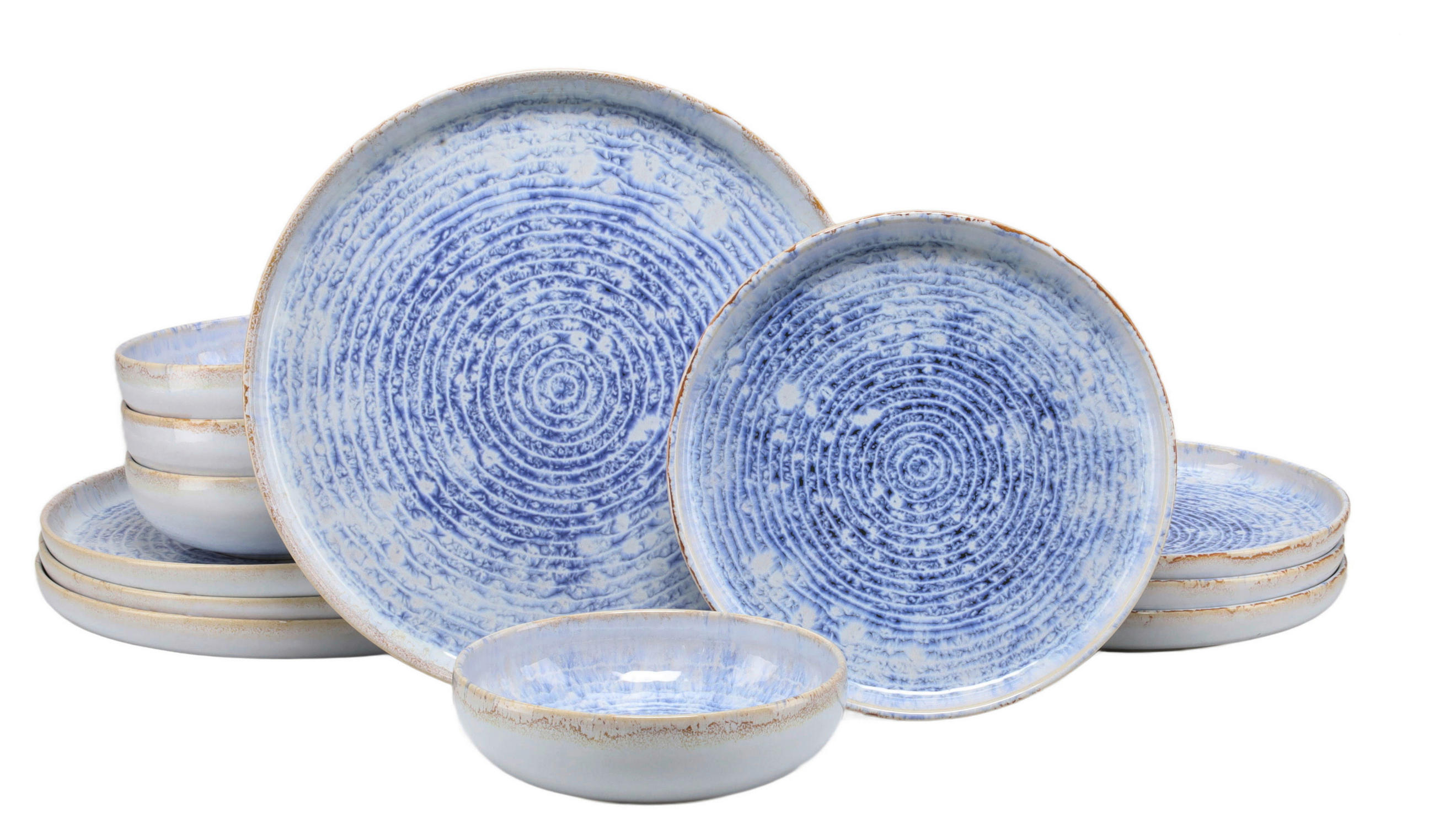 TAFELSERVICE Blau, Weiß Uno 12-teilig 4 Personen  - Blau/Weiß, Basics, Keramik - Creatable