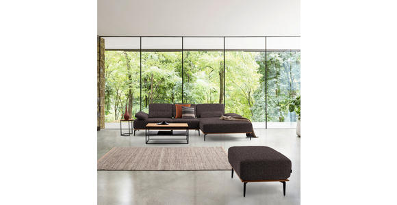 ECKSOFA in Flachgewebe Dunkelbraun  - Dunkelbraun/Schwarz, Natur, Holz/Textil (314/176cm) - Valnatura