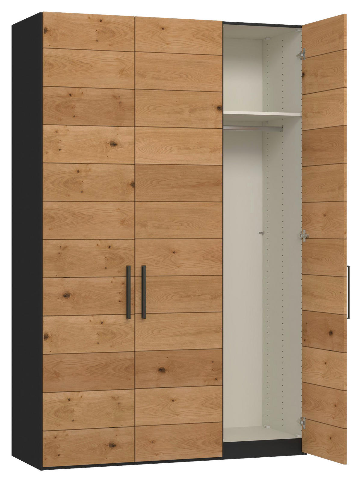 DREHTÜRENSCHRANK 152/220/59 cm,  in Schwarz, Wildeiche, 3-türig  - Wildeiche/Titanfarben, Design, Holz/Holzwerkstoff (152/220/59cm) - Jutzler