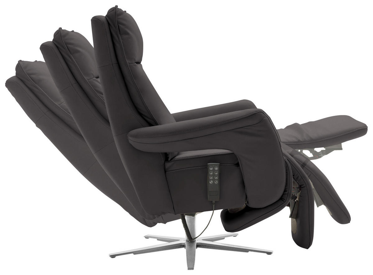 RELAXSESSEL in Leder Dunkelbraun  - Edelstahlfarben/Dunkelbraun, Design, Leder/Metall (79-83/116/87-176cm) - Valdera