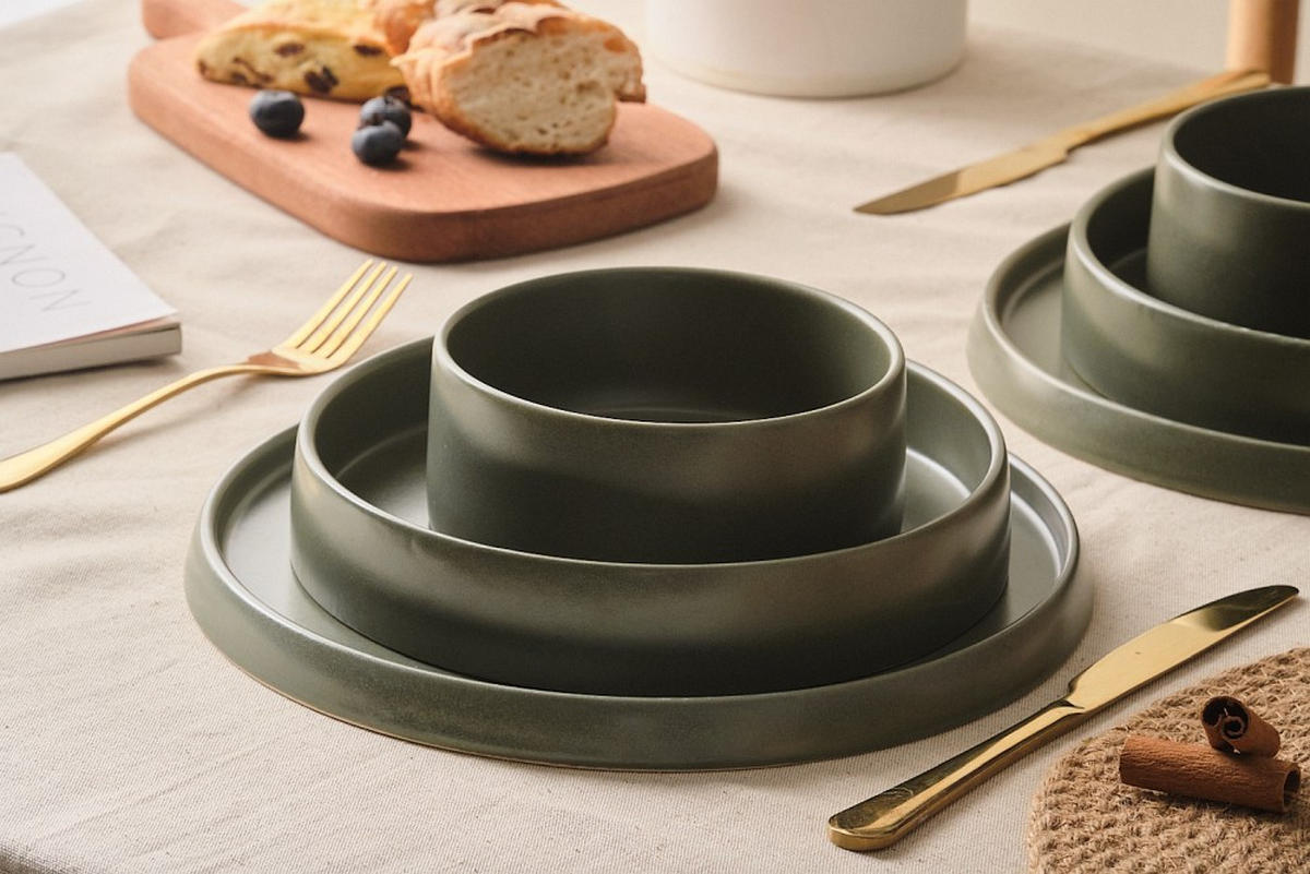 KOMPLETT SERVIS Kyoto 12 delar  - grön, Trend, keramik - Novel