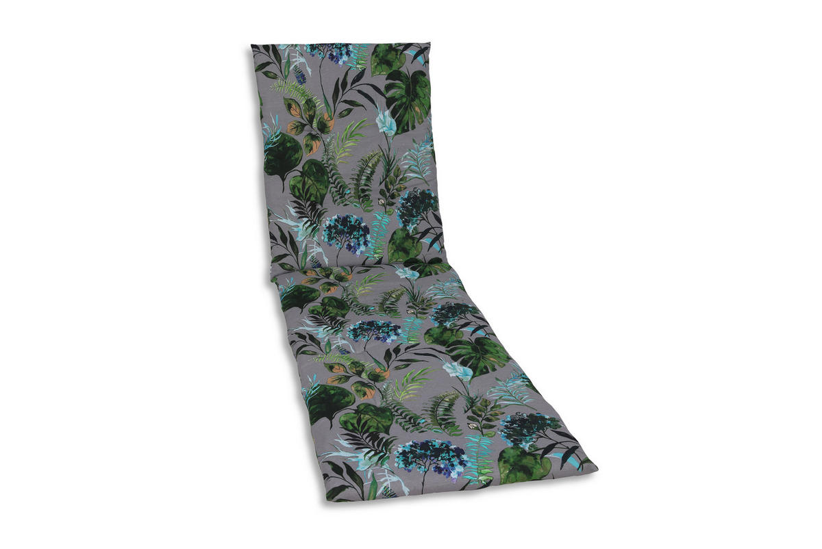 NAPOZÓÁGYPÁRNA antracit, zöld levelek  - antracit/zöld, Konventionell, textil (58/5/188cm)