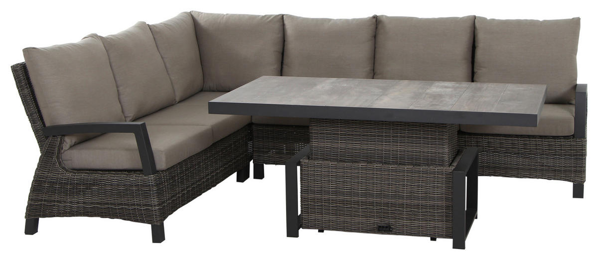 LOUNGEGARNITUR 5-teilig   83/103/160 cm Aluminium  - Grau, Basics, Keramik/Kunststoff (83/103/160cm) - Siena Garden