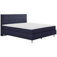 BOXSPRINGBETT 180/200 cm  in Dunkelblau  - Alufarben/Dunkelblau, KONVENTIONELL, Textil/Metall (180/200cm) - Carryhome