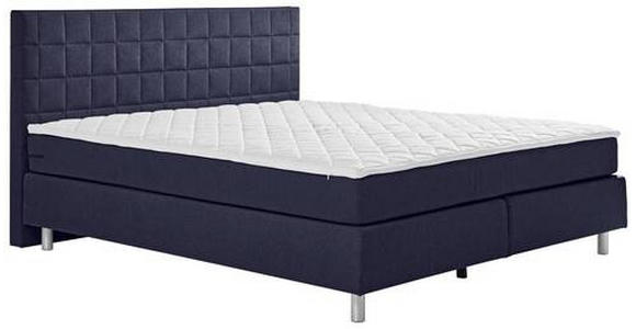 BOXSPRINGBETT 180/200 cm  in Dunkelblau  - Alufarben/Dunkelblau, KONVENTIONELL, Textil/Metall (180/200cm) - Carryhome