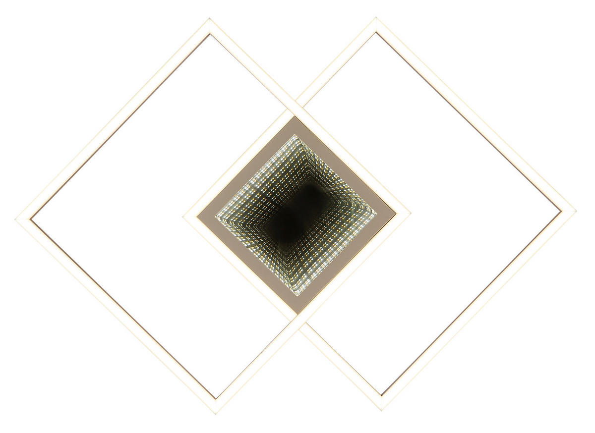 LED-DECKENLEUCHTE Saunders 42,6/42,6/5 cm  - Sandfarben/Opal, Design, Kunststoff/Metall (42,6/42,6/5cm) - Globo