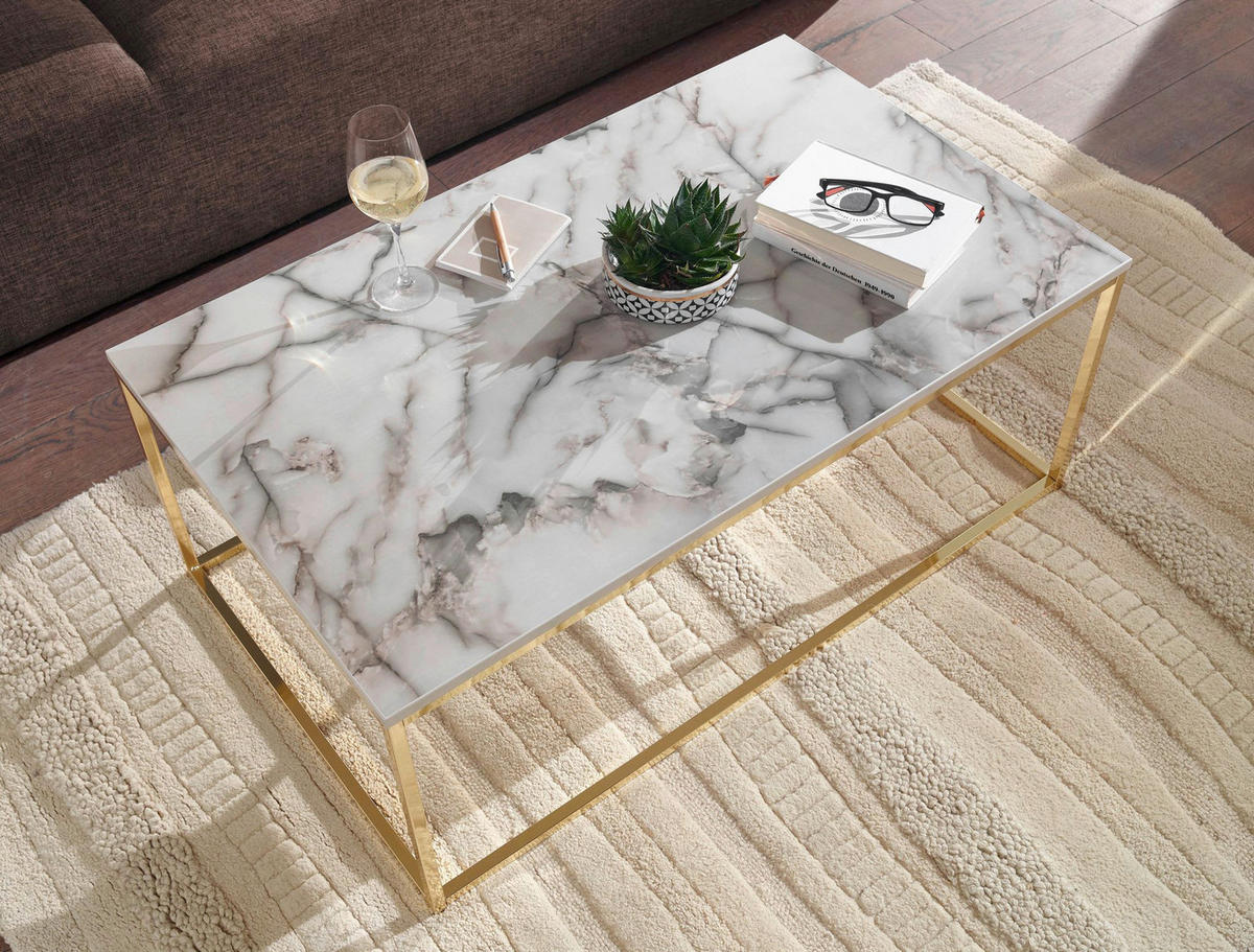 COUCHTISCH in Holzwerkstoff 100/60/40 cm   - Weiss/Goldfarben, Modern, Holzwerkstoff/Metall (100/60/40cm) - MID.YOU
