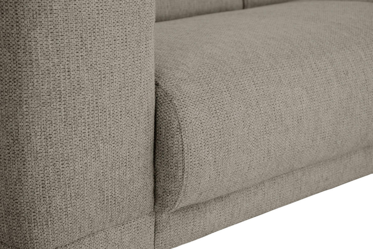 3-SITZER-SOFA in Webstoff Taupe  - Taupe/Schwarz, Design, Holz/Textil (218/77/93cm) - MID.YOU