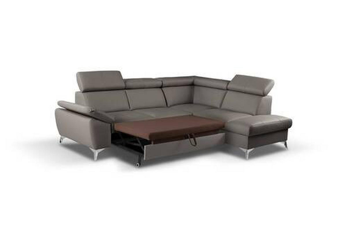 CANAPEA MODULARĂ piele nămol  - nămol/culoare crom, metal/piele (252/197cm) - Celina