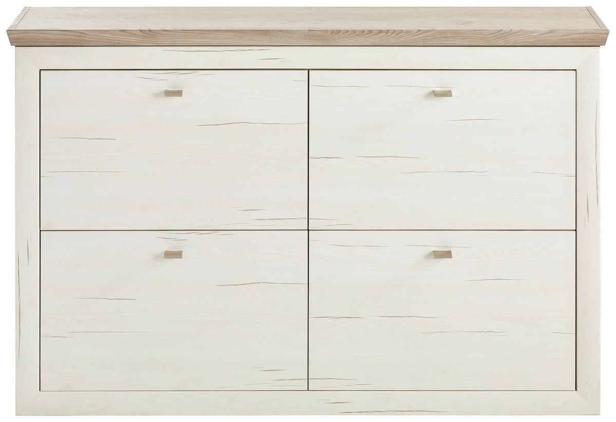 FALI CIPŐSSZEKRÉNY 140/92/22,5 cm  - nikkel/fehér, Lifestyle, faalapú anyag/fém (140/92/22,5cm) - Hom`in