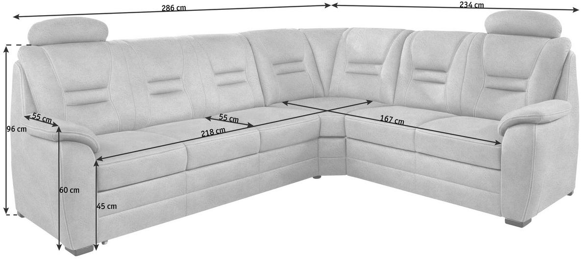 SAROKKANAPÉ textil barna, szürke  - bézs/barna, Konventionell, textil/fa (286/234cm) - Beldomo Comfort
