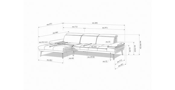 ECKSOFA in Webstoff Olivgrün 188/296 cm - Schwarz/Olivgrün, Design, Textil/Metall (188/296cm) - Xora
