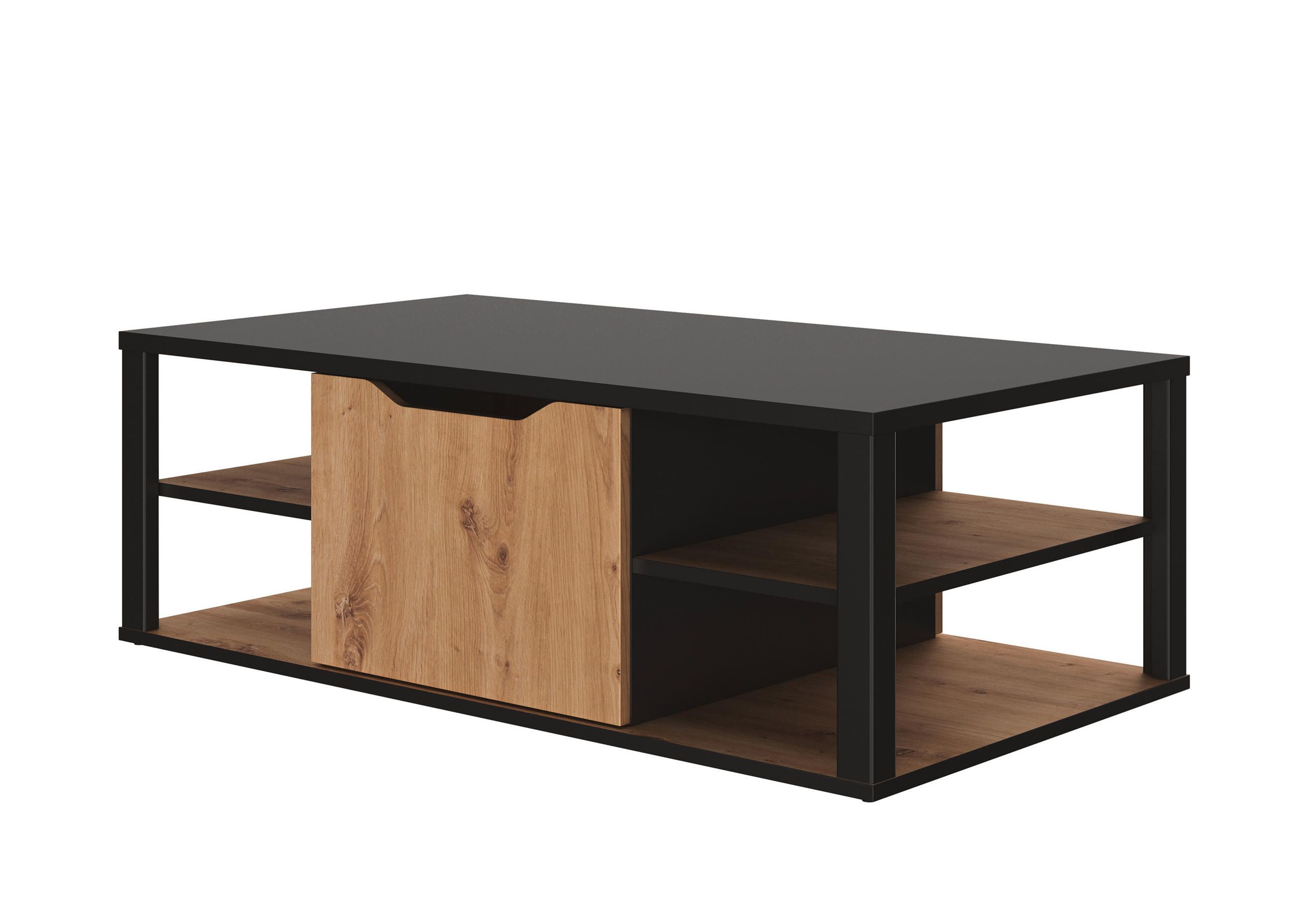 KONFERENČNÍ STOLEK, černá, barvy dubu, kompozitní dřevo, 110/60/38 cm - barvy dubu/černá, Design, kompozitní dřevo (110/60/38cm) - MID.YOU