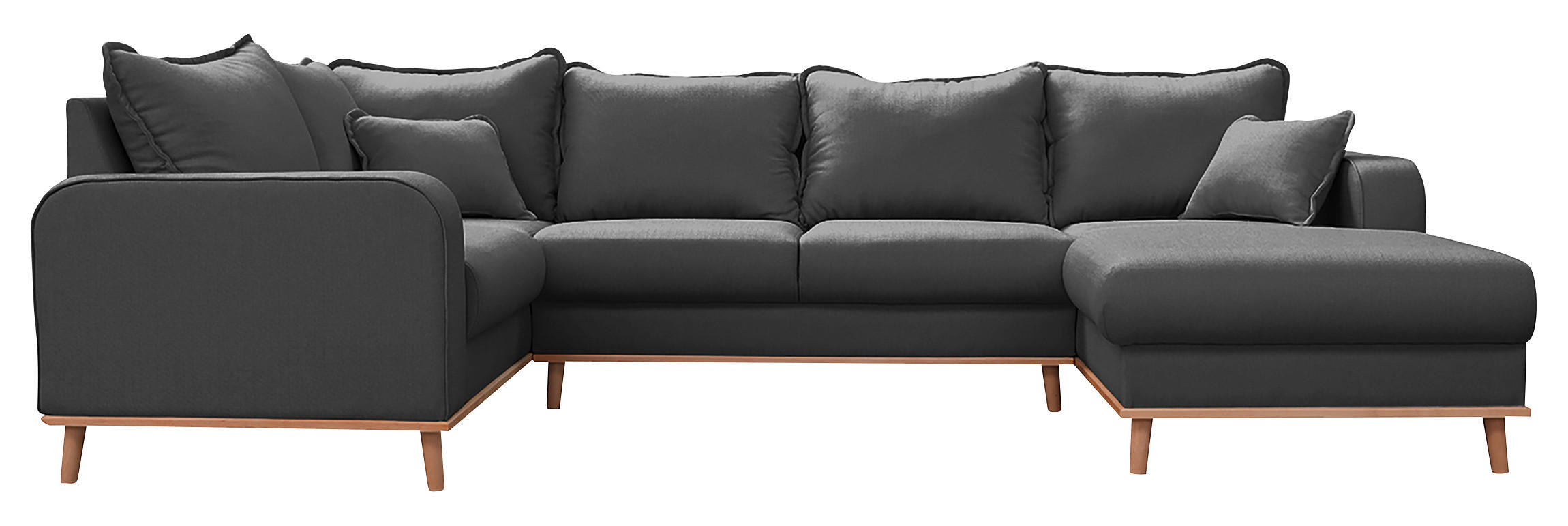 WOHNLANDSCHAFT Dunkelgrau Textilgeflecht  - Wengefarben/Dunkelgrau, Design, Holz/Textil (167/296/170cm) - Livetastic
