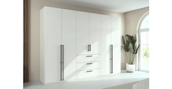 DREHTÜRENSCHRANK 301/223/61 cm,  in Weiß, 6-türig  - Schwarz/Weiß, Basics, Holzwerkstoff/Metall (301/223/61cm) - Novel