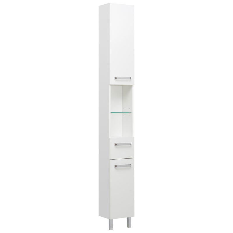 HOCHSCHRANK 25/195,5/20 cm  - Chromfarben/Weiß, Design, Glas/Holzwerkstoff (25/195,5/20cm) - Pelipal
