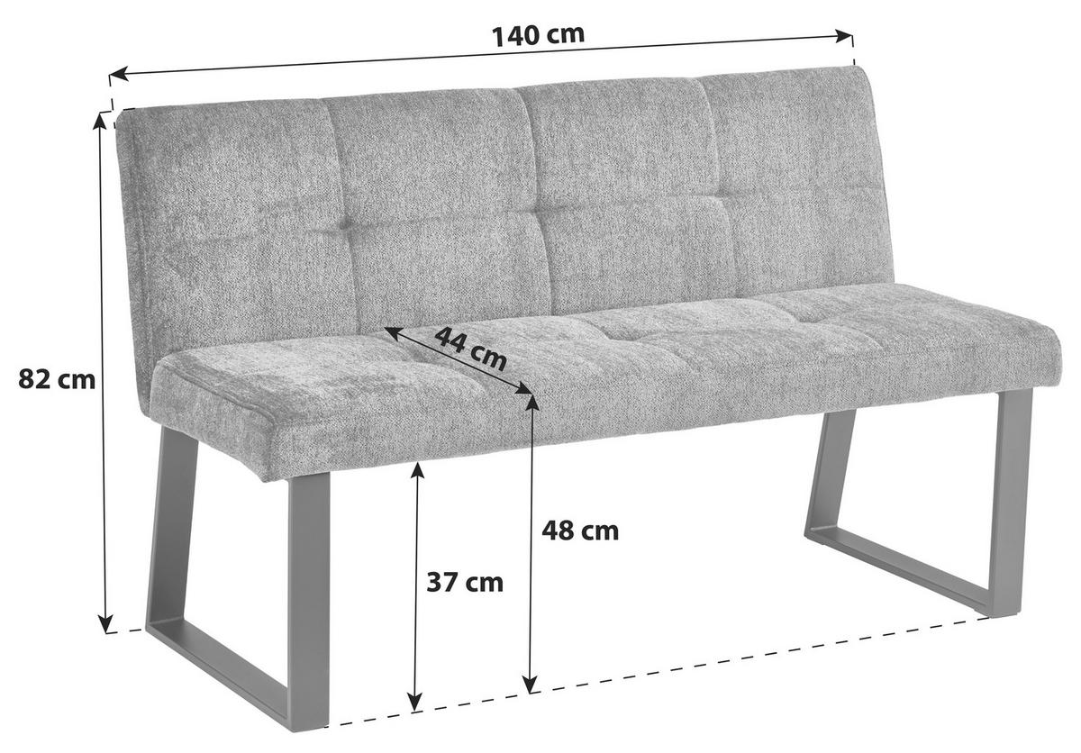 SITZBANK Metall, Textil Dunkelgrau  - Dunkelgrau/Schwarz, Lifestyle, Textil/Metall (140/82/44cm) - Livetastic