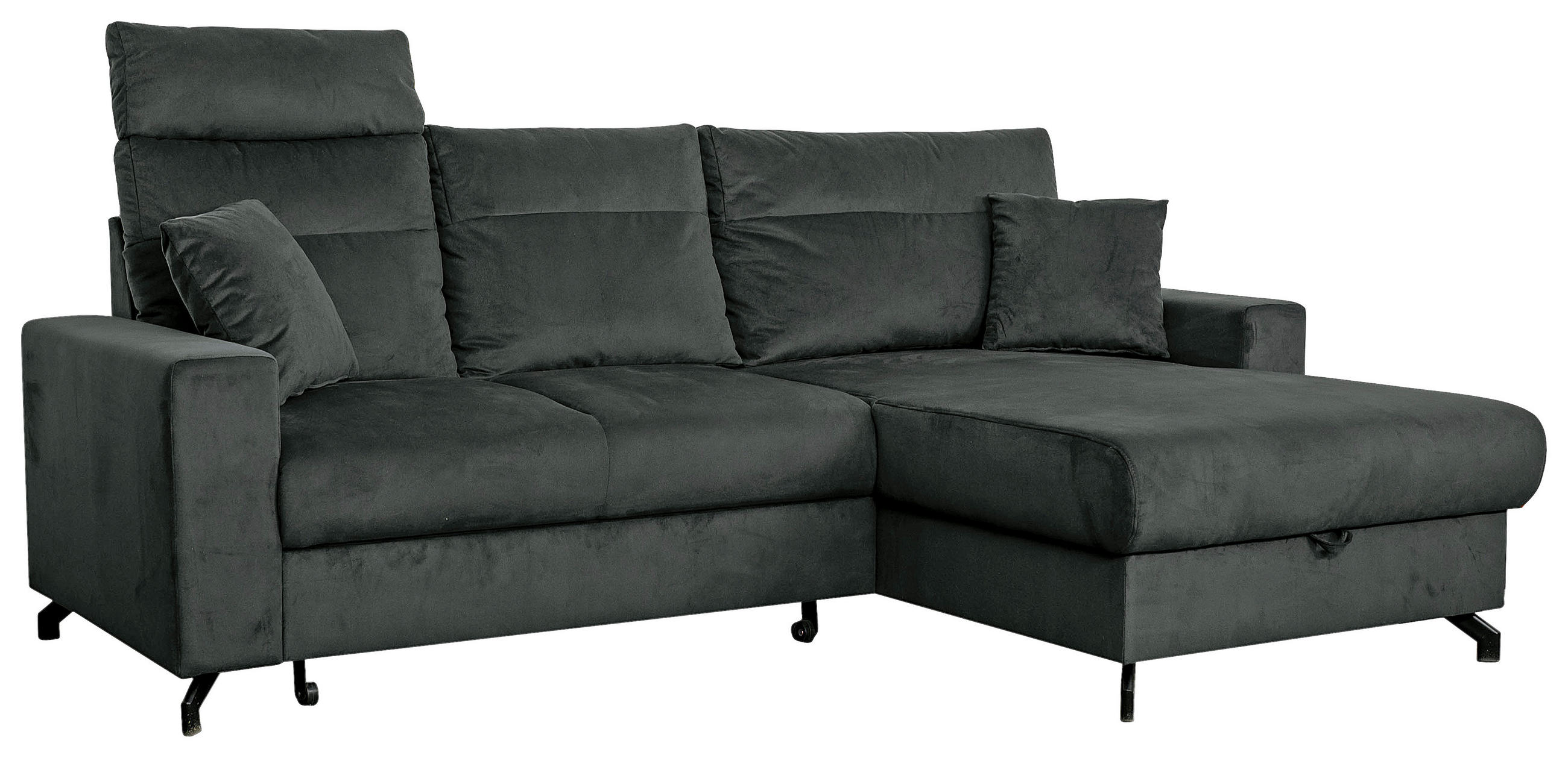 Colțar, textil, gri, 232/156 cm - negru/gri, Design, plastic/metal (232/156cm) - Livetastic