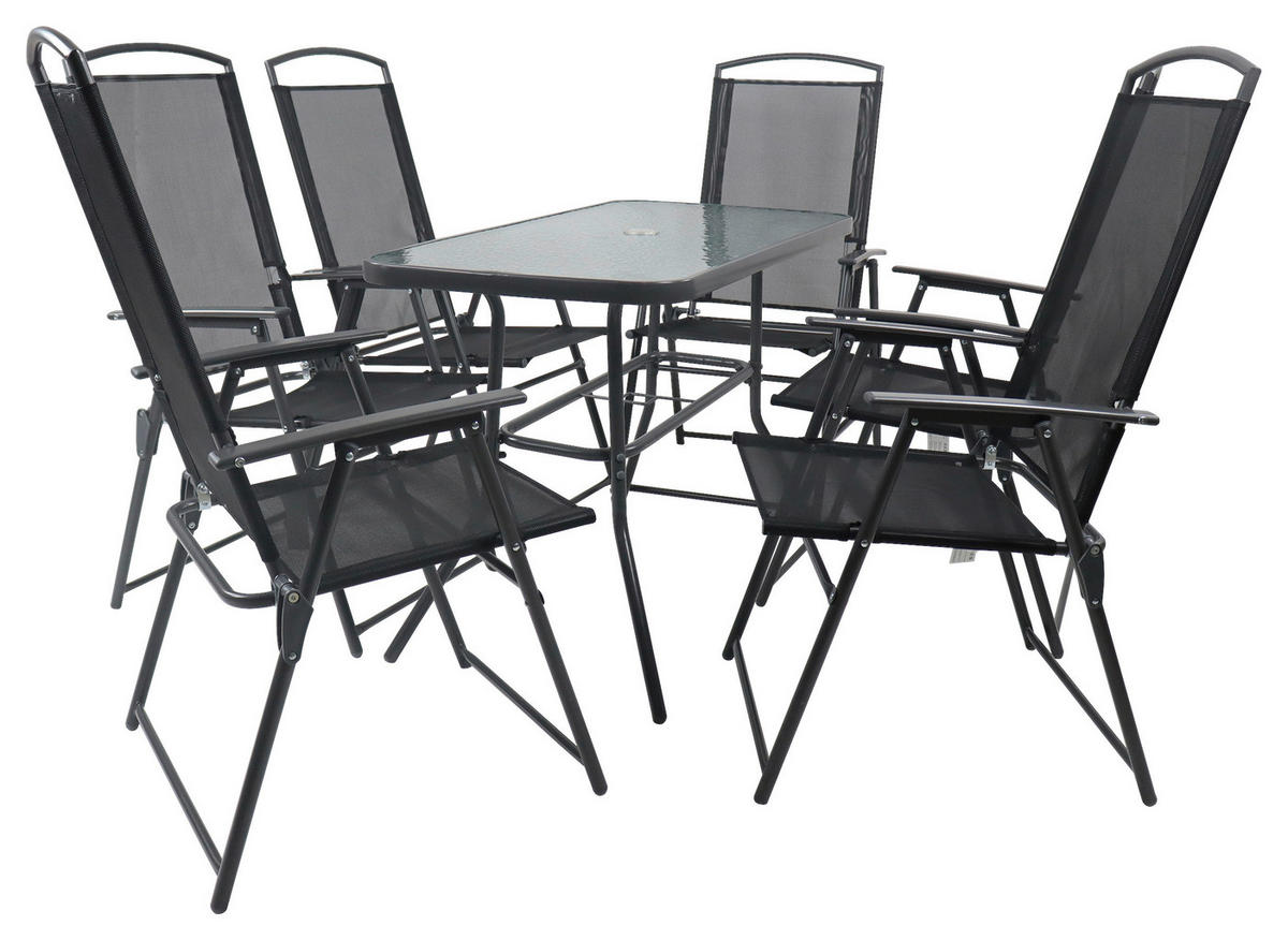 GARTENTISCHGRUPPE  - Anthrazit, Basics, Glas/Textil - Gardenson