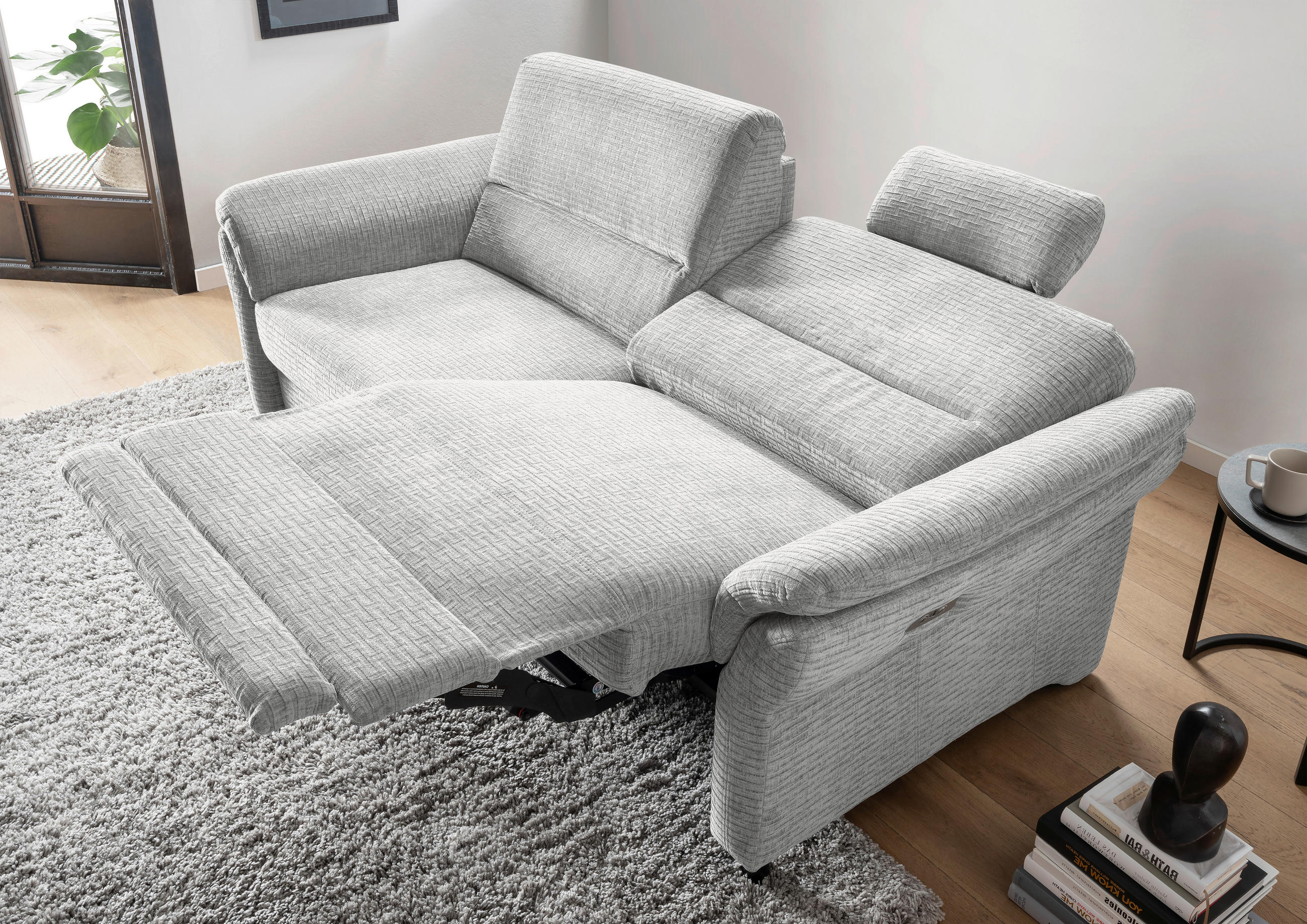 3-SITZER-SOFA in Mikrofaser Weiss - Weiss/Schwarz, Modern, Holz/Textil (192/90/89cm) - Livetastic