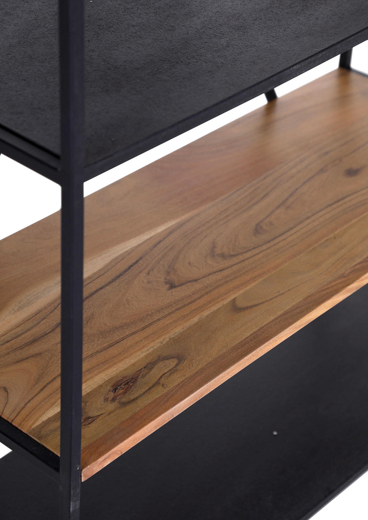 REGAL 95/180/35 cm naravne barve, črna  - črna/naravne barve, Moderno, kovina/leseni material (95/180/35cm) - MID.YOU