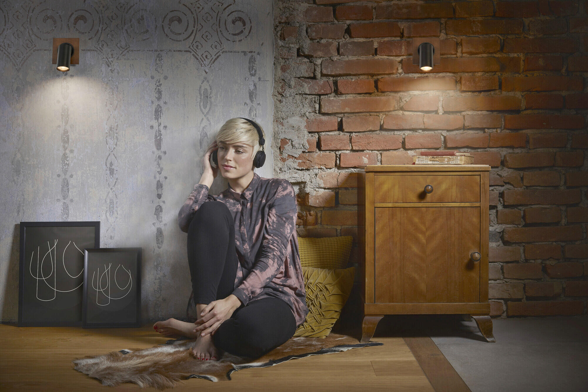 LED-STRAHLER 11/10,2/14,35 cm   - Schwarz/Naturfarben, Basics, Holz/Metall (11/10,2/14,35cm) - Osram