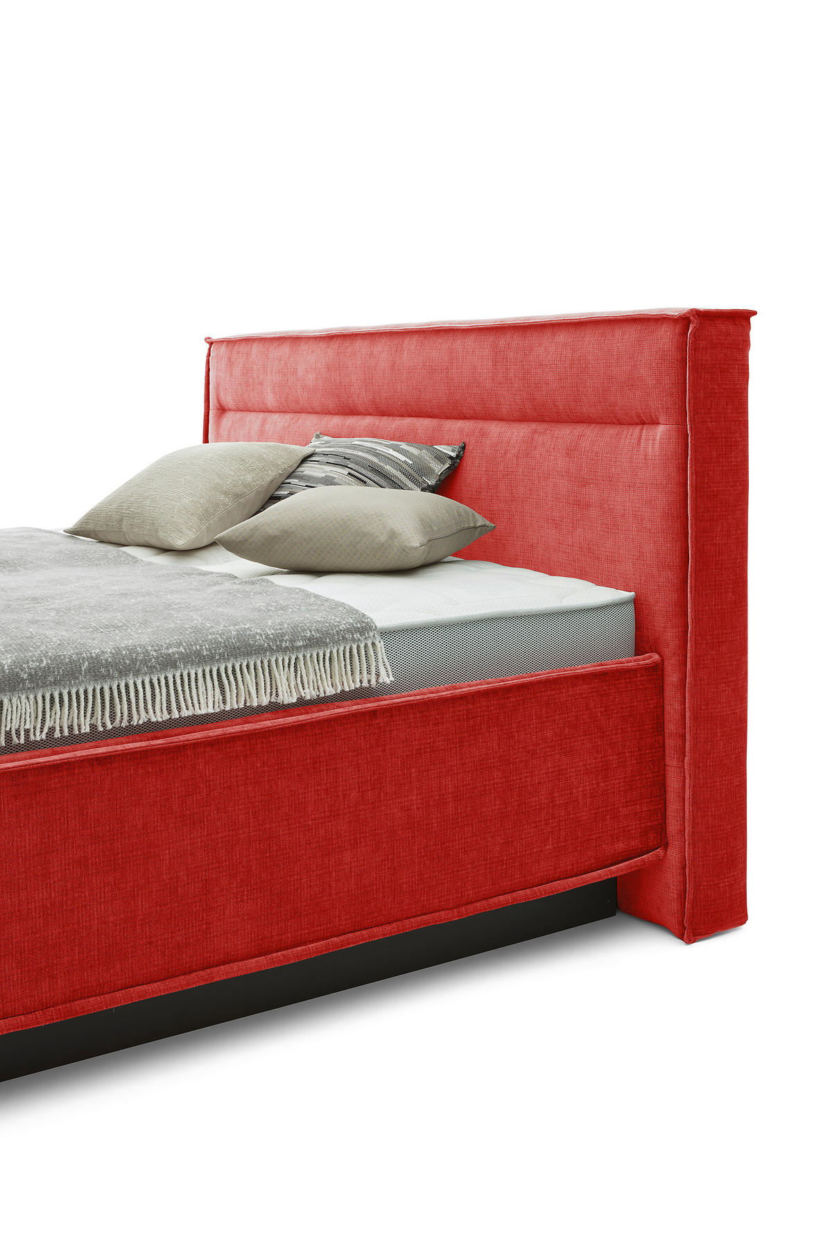 POLSTERBETT gepolstertes Kopfteil, Bettkasten, Lattenroste, Matratzen 180/200 cm  in Rot  - Schieferfarben/Rot, Design, Textil (180/200cm) - Musterring