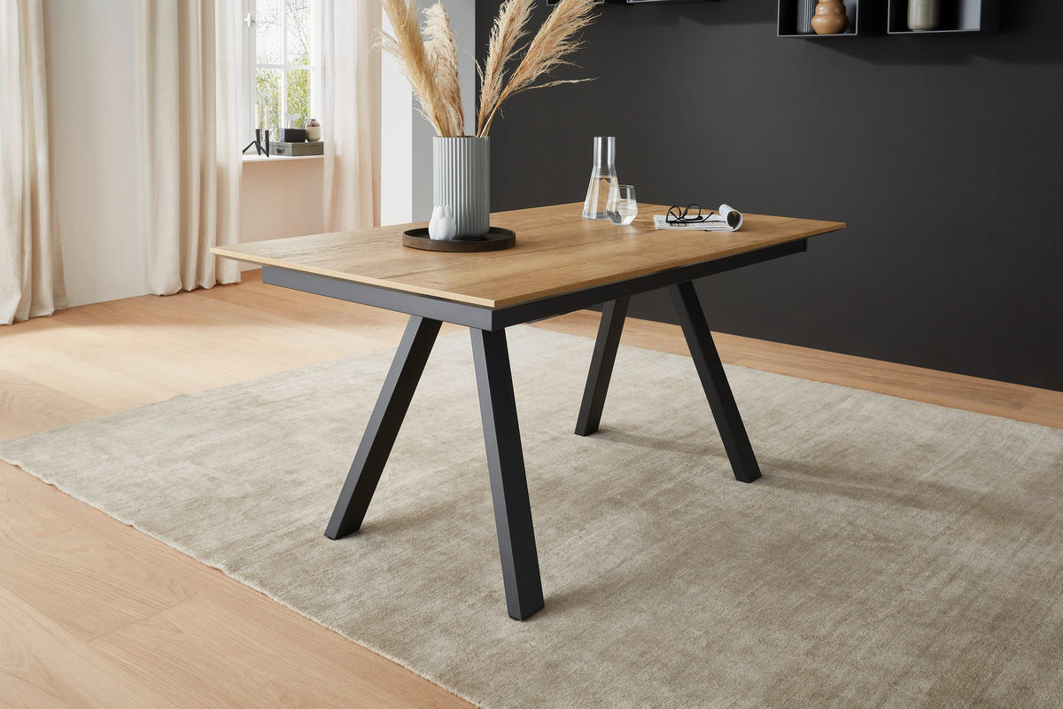 ESSTISCH rechteckig Anthrazit, Eichefarben  - Eichefarben/Anthrazit, Design, Holzwerkstoff/Metall (160/90/75cm) - Venjakob