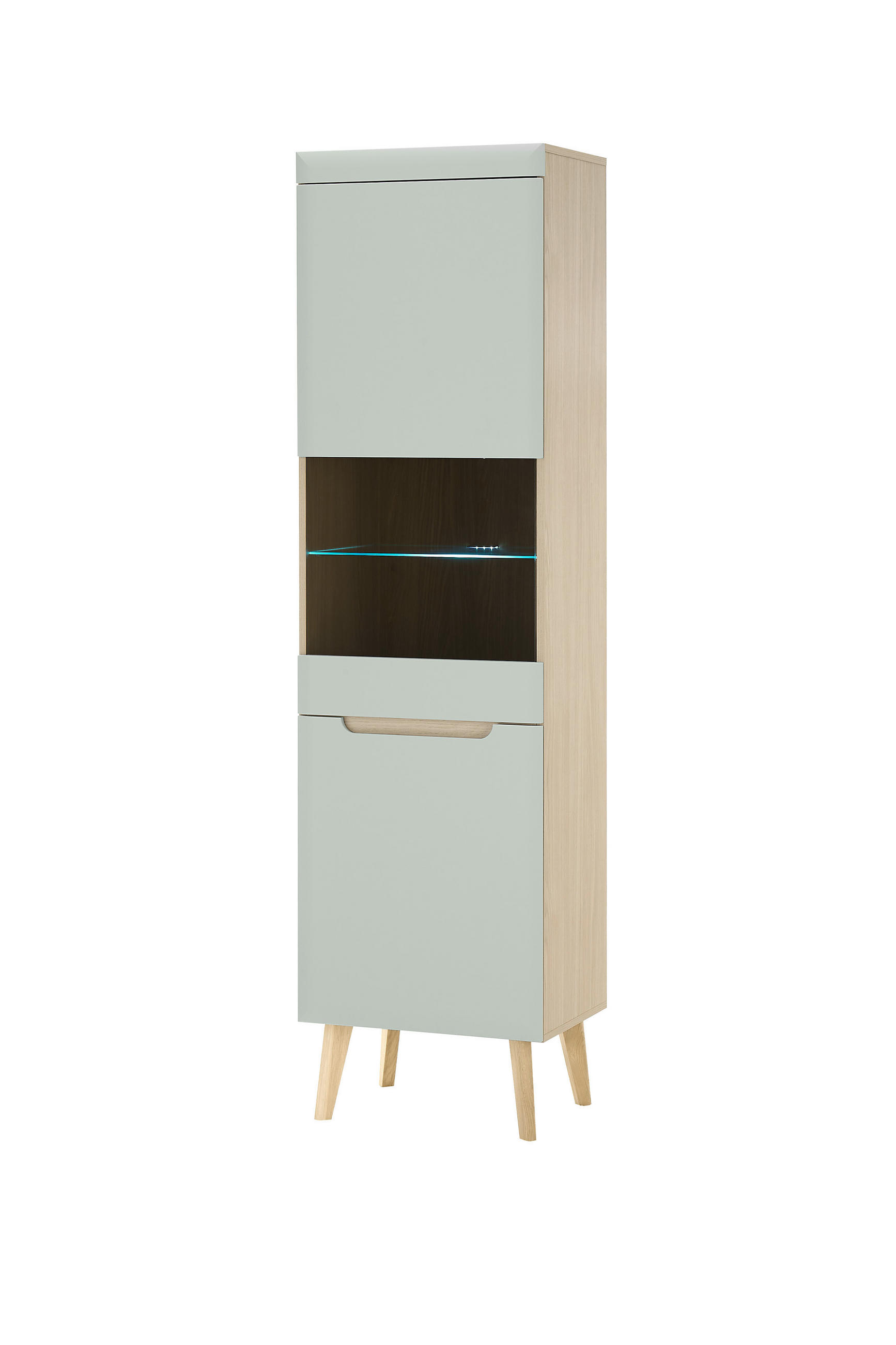 VITRINE in Grün, Eichefarben  - Eichefarben/Grün, Design, Holzwerkstoff (50/197/40cm) - MID.YOU