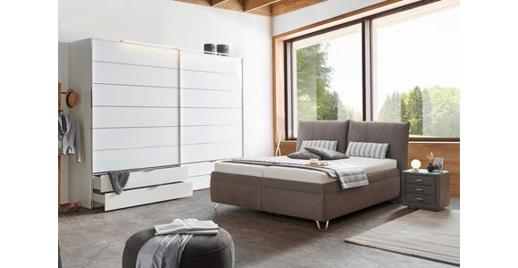 POLSTERBETT Matratze, gepolstertes Kopfteil, Lattenrost, Bettkasten Dunkelgrau 200/200 cm - Dunkelgrau/Silberfarben, KONVENTIONELL, Holz/Textil (200/200cm) - Dieter Knoll