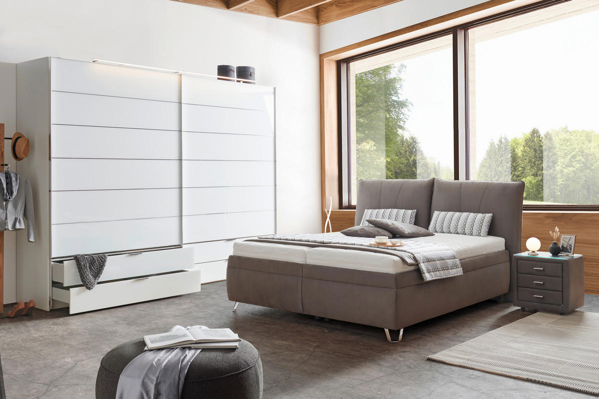 POLSTERBETT 160/200 cm  in Dunkelgrau  - Weiss/Dunkelgrau, Konventionell, Holz/Textil (160/200cm) - Dieter Knoll