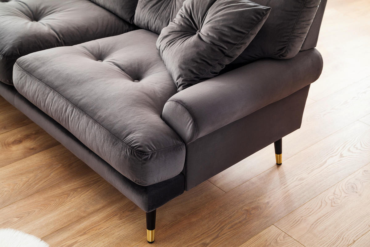 ECKSOFA Eckteil  TOKIO-REC.2S Anthrazit Samt  - Anthrazit, MODERN, Holz/Textil (275/157cm) - MID.YOU