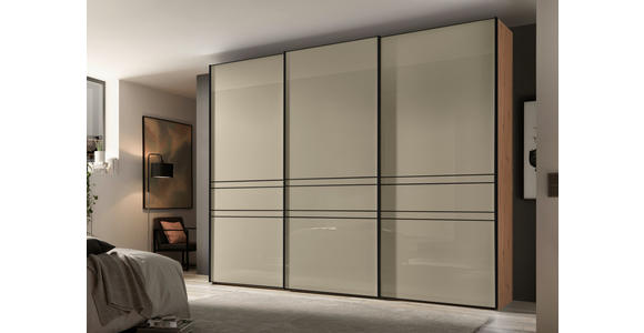 SCHWEBETÜRENSCHRANK 280/222/68 cm 3-türig Sandfarben, Eiche Artisan  - Sandfarben/Graphitfarben, Design, Glas/Holzwerkstoff (280/222/68cm) - Moderano
