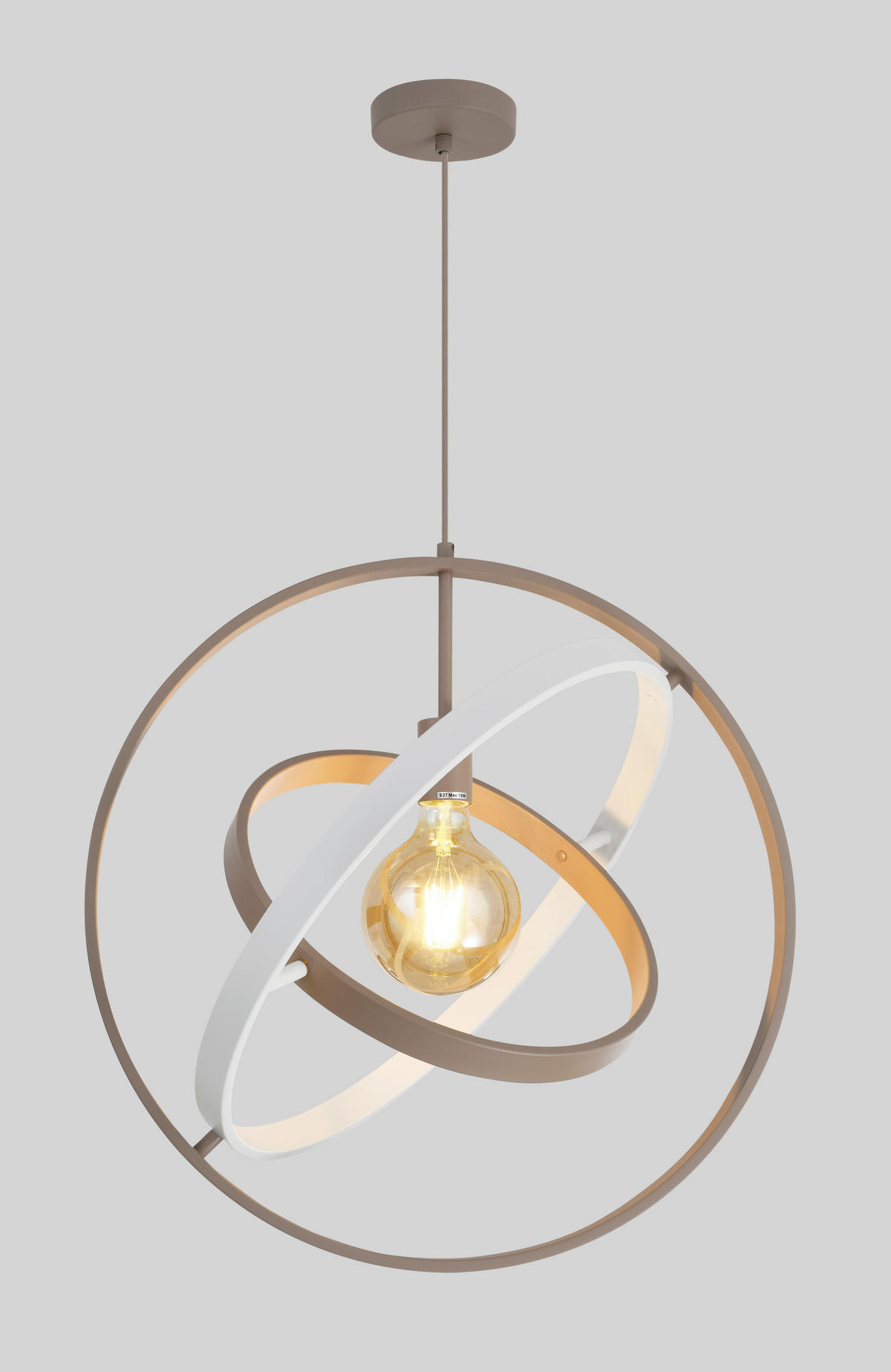 PENDELLEUCHTE Montpellier 55/150/49 cm  - Sandfarben/Weiß, Design, Kunststoff/Metall (55/150/49cm)
