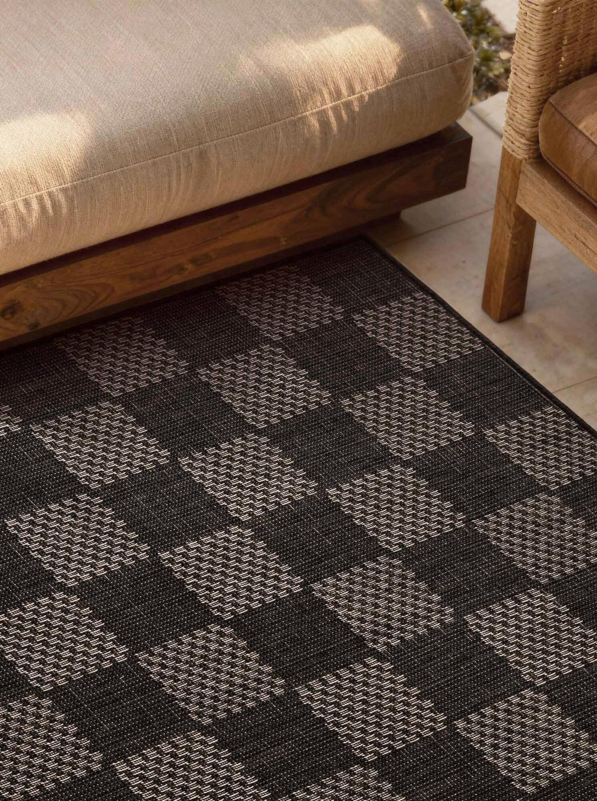 FLACHWEBETEPPICH 120/170 cm Haringey Schwarz, Weiß rechteckig  - Schwarz/Weiß, Basics, Kunststoff (120/170cm)